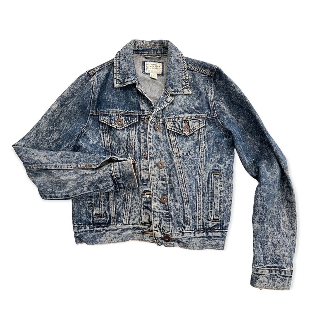 FOREVER 21 FADED DENIM JACKET: womens size Small. Good condition